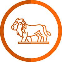 Löwe Linie Orange Kreis Symbol vektor