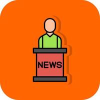 Nyheter ankare fylld orange bakgrund ikon vektor