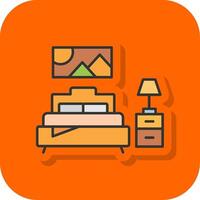 sovrum fylld orange bakgrund ikon vektor
