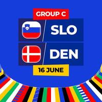 slovenien mot Danmark fotboll 2024 match mot. 2024 grupp skede mästerskap match mot lag intro sport bakgrund, mästerskap konkurrens vektor