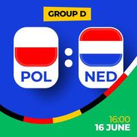 Polen vs. Niederlande Fußball 2024 Spiel gegen. 2024 Gruppe Bühne Meisterschaft Spiel gegen Teams Intro Sport Hintergrund, Meisterschaft Wettbewerb vektor