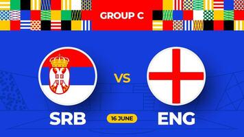 serbia mot England fotboll 2024 match mot. 2024 grupp skede mästerskap match mot lag intro sport bakgrund, mästerskap konkurrens vektor