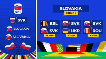 Slowakei Fußball 2024 Spiel gegen Satz. National Mannschaft Flagge 2024 und Gruppe Bühne Meisterschaft Spiel gegen Teams vektor