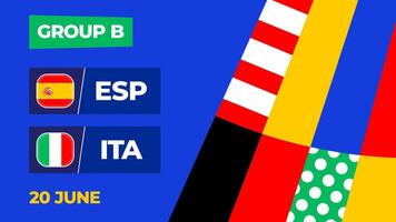 Spanien vs. Italien Fußball 2024 Spiel gegen. 2024 Gruppe Bühne Meisterschaft Spiel gegen Teams Intro Sport Hintergrund, Meisterschaft Wettbewerb vektor