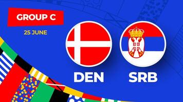 Dänemark vs. Serbien Fußball 2024 Spiel gegen. 2024 Gruppe Bühne Meisterschaft Spiel gegen Teams Intro Sport Hintergrund, Meisterschaft Wettbewerb vektor