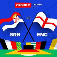 Serbien vs. England Fußball 2024 Spiel gegen. 2024 Gruppe Bühne Meisterschaft Spiel gegen Teams Intro Sport Hintergrund, Meisterschaft Wettbewerb vektor