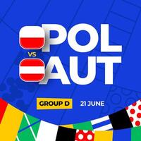 Polen vs. Österreich Fußball 2024 Spiel gegen. 2024 Gruppe Bühne Meisterschaft Spiel gegen Teams Intro Sport Hintergrund, Meisterschaft Wettbewerb vektor