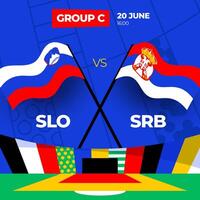 slovenien mot serbia fotboll 2024 match mot. 2024 grupp skede mästerskap match mot lag intro sport bakgrund, mästerskap konkurrens vektor