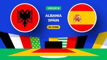Albanien vs. Spanien Fußball 2024 Spiel gegen. 2024 Gruppe Bühne Meisterschaft Spiel gegen Teams Intro Sport Hintergrund, Meisterschaft Wettbewerb vektor