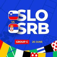 slovenien mot serbia fotboll 2024 match mot. 2024 grupp skede mästerskap match mot lag intro sport bakgrund, mästerskap konkurrens vektor