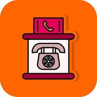 telefon bås fylld orange bakgrund ikon vektor