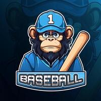 Affe Baseball Maskottchen Logo Sport Design vektor