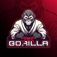 gorilla karate eller kung fu maskot logotyp design vektor