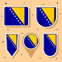 platt tecknad serie illustration av bosnien och herzegovina nationell flagga med många former inuti vektor