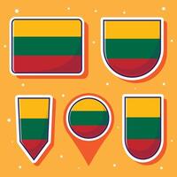 platt tecknad serie illustration av litauen nationell flagga med många former inuti vektor