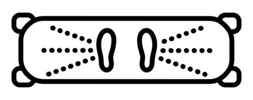 Schlittschuh Symbol oben Sicht, schwarz Linie Symbol, Skaten Tafel Fahrzeug, Aussicht von über, Handy, Mobiltelefon Transport Zeichen vektor