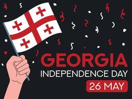georgien oberoende dag 26 Maj. georgien flagga i hand. hälsning kort, affisch, baner mall vektor