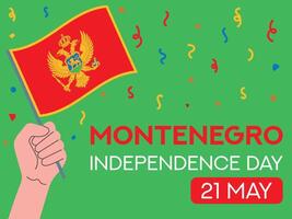 Montenegro Unabhängigkeit Tag 21 dürfen. Montenegro Flagge im Hand. Gruß Karte, Poster, Banner Vorlage vektor