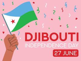 djibouti oberoende dag 27 juni. djibouti flagga i hand. hälsning kort, affisch, baner mall vektor