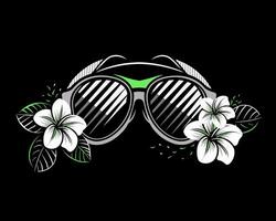 illustration av dekorativ solglasögon i blommor. eleganta sommar, Semester, fest ikon. vektor