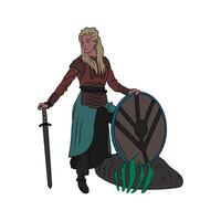 viking illustration design i vit bakgrund fri vektor