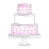 Rosa Aquarell Kuchen Illustration im skizzieren oder Entwurf Stil vektor