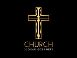 elegant christian Kirche Logo mit Kreuz vektor