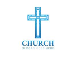 blå cristian kyrka logotyp med korsa vektor