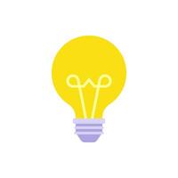 enkel gul upplyst ljus Glödlampa för inomhus- belysning platt illustration. innovation aning vektor