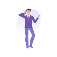 framgångsrik företag manlig slips kostym kallelse mobil telefon diskuterar företag platt illustration vektor