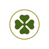 Heilige Patrick's Tag Grün Kleeblatt golden Kreis Rahmen irisch Glücklich Vermögen Jahrgang Symbol Vektor eben