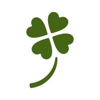 st Patrick's Tag Glücklich irisch Kleeblatt Blütenblätter mit Stengel Grün Jahrgang Symbol Vektor eben Illustration