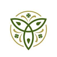 Heilige Patrick's Tag keltisch Triade Symbol Glücklich Kleeblatt Kleeblatt Magie Jahrgang Symbol Vektor Linie