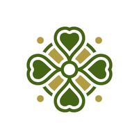 Heilige Patrick's Tag Glücklich Grün Kleeblatt Blütenblätter Vermögen Kleeblatt linear Jahrgang Symbol Vektor
