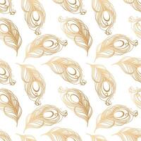 nahtlos Muster, Hand gezeichnet golden Farbe Pfau Gefieder, Hintergrund, drucken, Textil- vektor