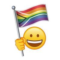 emoji med Gay stolthet flagga stor storlek av gul emoji leende vektor