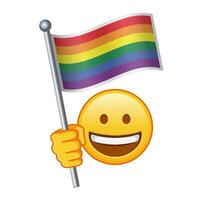 emoji med HBTQ stolthet flagga stor storlek av gul emoji leende vektor