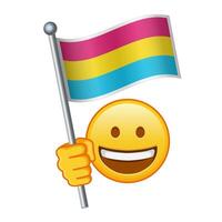 Emoji mit pansexuell Stolz Flagge groß Größe von Gelb Emoji Lächeln vektor