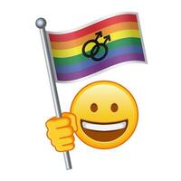 emoji med regnbåge Gay stolthet flagga stor storlek av gul emoji leende vektor