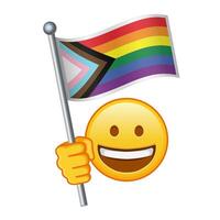 Emoji mit lgbtq Stolz Flagge groß Größe von Gelb Emoji Lächeln vektor