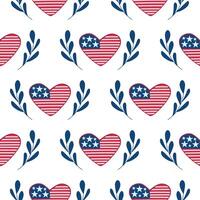 USA hjärta flagga. 4:e av juli. sömlös mönster. illustration vektor