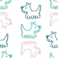 djur- tecknad serie sömlös mönster med söt klotter lurvig hundar. perfekt skriva ut för tee, papper, textil- och tyg. hand dragen illustration för dekor och design. vektor
