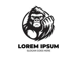 gorilla logotyp mall ikon illustration design i svart och vit färger vektor