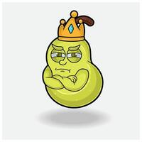 eifersüchtig Ausdruck mit Birne Obst Krone Maskottchen Charakter Karikatur. vektor