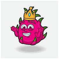 gör inte känna till leende uttryck med drake frukt krona maskot karaktär tecknad serie. vektor