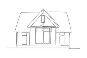 einer kontinuierlich Linie Zeichnung von süß Haus oder klein Gebäude Konzept Gekritzel Illustration vektor
