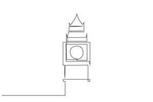 England London Uhr Turm Objekt einer Linie Kunst Design vektor