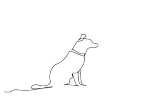 süß Hund Sitzung ruhig warten einer Linie Kunst Design vektor