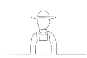 Farmer Mann Profil einer Linie Kunst Design vektor
