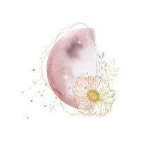 Aquarell Mond mit Blumen Strauß vektor